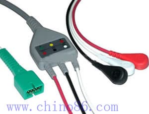 one piece three lead ECG cable with leadwire